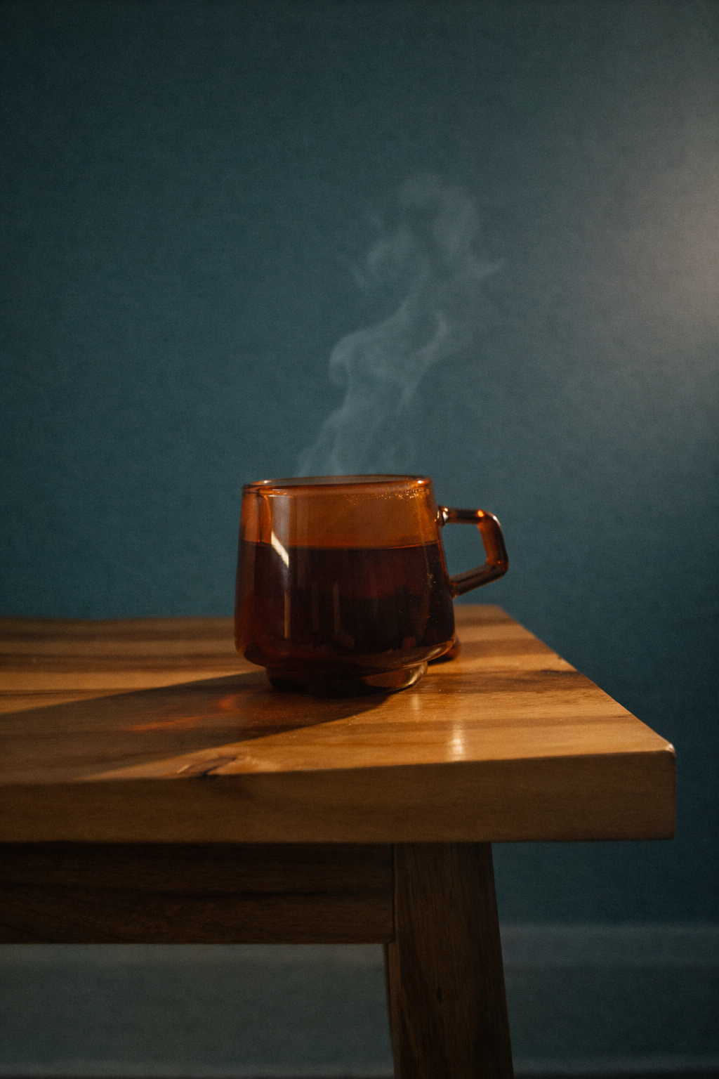 A warm mug of tea with steam rising